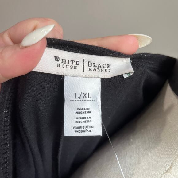 White House Black Market Black & Gold Fringe Boho V Neck Blouse NWT Sz L/XL - Picture 7 of 8